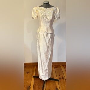 Vintage Hand Beaded, Cream, Silk Dress Fit for the Bride.